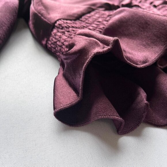 NWT FREE PEOPLE INTIMATELY CHASING LOVE PURPLE SATIN RUFFLE 2 PIECES  SLEEPWEAR - Picture 10 of 16